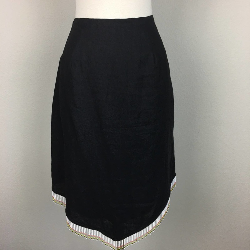 Johnny Was Black Skirt with White and Gold Trim